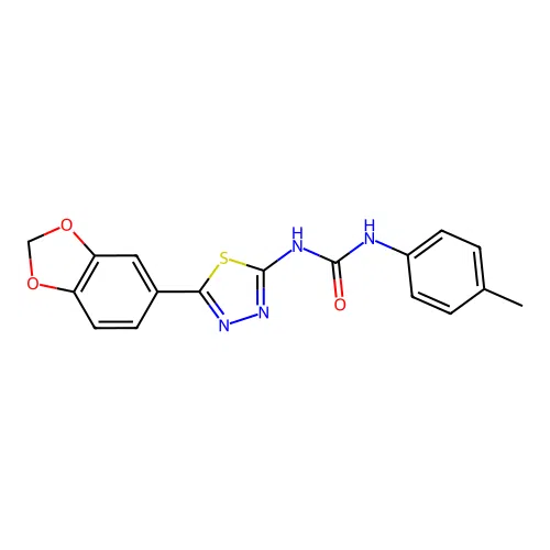 1-(5-(benzo[d][1,3]dioxol-5-yl)-1,3,4-thiadiazol-2-yl)-3-(p-tolyl)urea structure