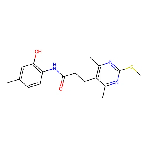 3-[4,6-dimethyl-2-(methylsulfanyl)pyrimidin-5-yl]-N-(2-hydroxy-4-methylphenyl)propanamide structure
