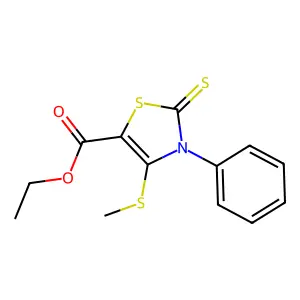 ethyl 4-(methylsulfanyl)-3-phenyl-2-thioxo-2,3-dihydro-1,3-thiazole-5-carboxylate structure