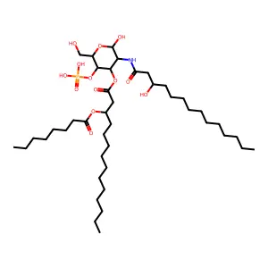 D-Glucose, 2-deoxy-2-((3-hydroxy-1-oxotetradecyl)amino)-, 4-(dihydrogen phosphate) 3-(3-((1-oxooctyl)oxy)tetradecanoate), (2(R),3(R))- structure