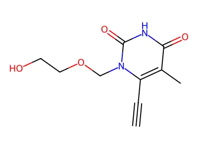 2,4(1H,3H)-Pyrimidinedione, 6-ethynyl-1-((2-hydroxyethoxy)methyl)-5-methyl- structure