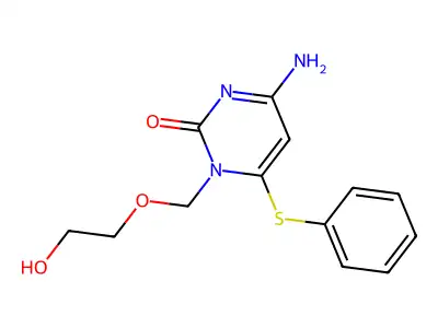 2(1H)-Pyrimidinone, 4-amino-1-((2-hydroxyethoxy)methyl)-6-(phenylthio)- structure