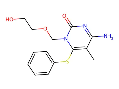 2(1H)-Pyrimidinone, 4-amino-1-((2-hydroxyethoxy)methyl)-5-methyl-6-(phenylthio)- structure