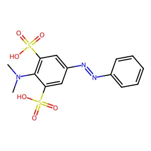 2-(Dimethylamino)-5-phenyldiazenylbenzene-1,3-disulfonic acid structure