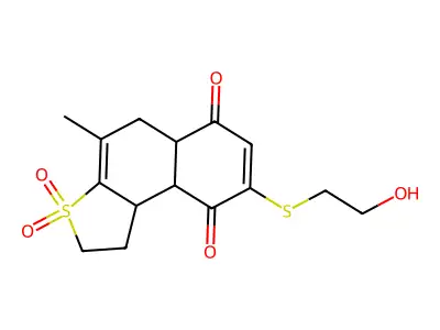 Naphtho(2,1-b)thiophene-6,9-dione, 1,2,5,5a,9a,9b-hexahydro-8-((2-hydroxyethyl)thio)-4-methyl-, 3,3-dioxide structure