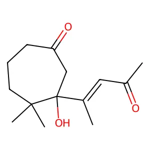 3-Hydroxy-4,4-dimethyl-3-(1-methyl-3-oxobut-1-enyl)cycloheptanone structure