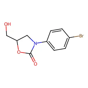 (5R)-3-(4-bromophenyl)-5-(hydroxymethyl)-1,3-oxazolidin-2-one structure