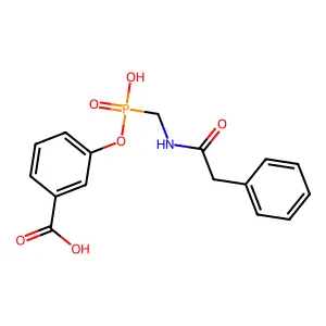 3-((Hydroxy(((2-phenylacetyl)amino)methyl)phosphinyl)oxy)benzoic acid structure