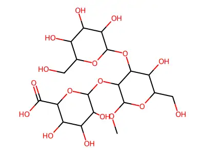 methyl 3-O-galactopyranosyl-2-O-(glucopyranosyluronic acid)mannopyranoside structure