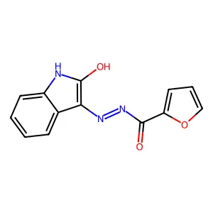 Furan-2-carboxylic acid (2-oxo-1,2-dihydro-indol-3-ylidene)-hydrazide structure