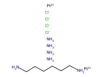dichlorotetraamine(1,6-hexamethylenediamine)diplatinum(II) structure
