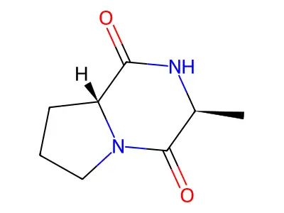 (3S,8aR)-3-methyl-2,3,6,7,8,8a-hexahydropyrrolo(1,2-a)pyrazine-1,4-dione structure