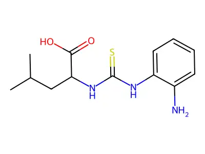 2-(2'-methylpropyl)-N(5)-(2'-aminophenyl)-4-thiohydantoic acid structure