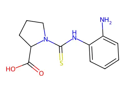 N-(N'-(2'-Nitrophenyl)thiocarbamyl)pyrrolidine-2-carboxylic acid structure