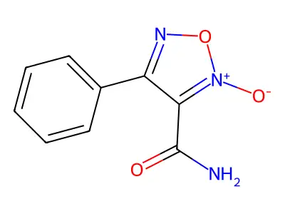 3-Carbamoyl-4-phenyl-1,2,5-oxadiazol-2-ium-2-olate structure
