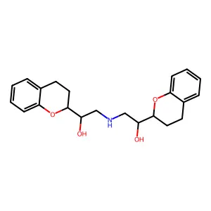 alpha,alpha'-(iminobis(methylene))bis(3,4-dihydro-2H-1-benzopyran-2-methanol) structure