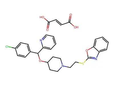 but-2-enedioic acid; 2-[2-[4-[(4-chlorophenyl)-pyridin-2-yl-methoxy]-1-piperidyl]ethylsulfanyl]benzooxazole structure