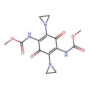 (2,5-Bis(1-aziridinyl)-3,6-dioxo-1,4-cyclohexadiene-1,4-diyl)biscarbamic acid, dimethyl ester structure