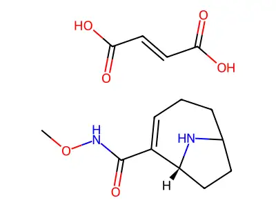 but-2-enedioic acid;(1R)-N-methoxy-9-azabicyclo[4.2.1]non-2-ene-2-carboxamide structure