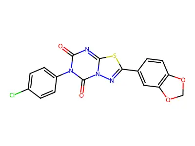 5H-(1,3,4)Thiadiazolo(3,2-a)(1,3,5)triazine-5,7(6H)-dione, 2-(1,3-benzodioxol-5-yl)-6-(4-chlorophenyl)- structure