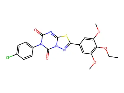 5H-(1,3,4)Thiadiazolo(3,2-a)(1,3,5)triazine-5,7(6H)-dione, 6-(4-chlorophenyl)-2-(3,5-dimethoxy-4-ethoxyphenyl)- structure