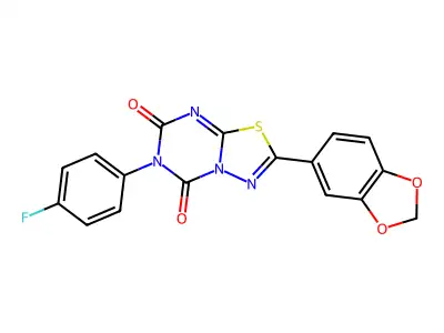 5H-(1,3,4)Thiadiazolo(3,2-a)(1,3,5)triazine-5,7(6H)-dione, 2-(1,3-benzodioxol-5-yl)-6-(4-fluorophenyl)- structure