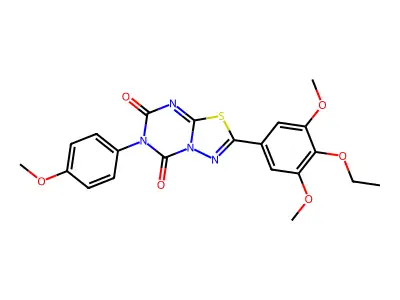 5H-(1,3,4)Thiadiazolo(3,2-a)(1,3,5)triazine-5,7(6H)-dione, 2-(3,5-dimethoxy-4-ethoxyphenyl)-6-(4-methoxyphenyl)- structure