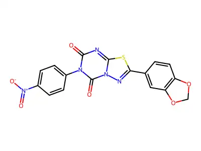 5H-(1,3,4)Thiadiazolo(3,2-a)(1,3,5)triazine-5,7(6H)-dione, 2-(1,3-benzodioxol-5-yl)-6-(4-nitrophenyl)- structure