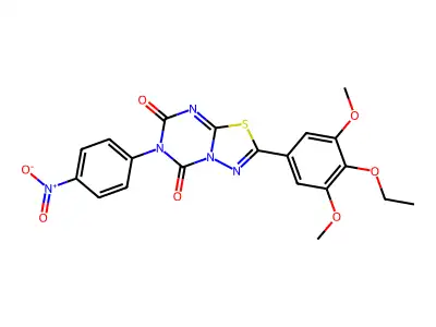 5H-(1,3,4)Thiadiazolo(3,2-a)(1,3,5)triazine-5,7(6H)-dione, 2-(3,5-dimethoxy-4-ethoxyphenyl)-6-(4-nitrophenyl)- structure