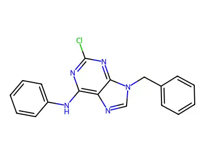 9H-Purin-6-amine, 2-chloro-N-phenyl-9-(phenylmethyl)- structure
