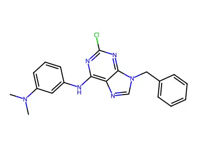 1,3-Benzenediamine, N'-(2-chloro-9-(phenylmethyl)-9H-purin-6-yl)-N,N-dimethyl- structure