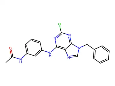 Acetamide, N-(3-((2-chloro-9-(phenylmethyl)-9H-purin-6-yl)amino)phenyl)- structure