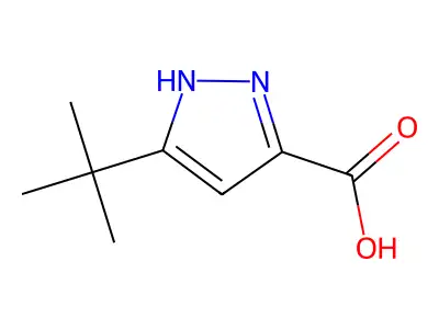 3-tert-butyl-1H-pyrazole-5-carboxylic acid structure