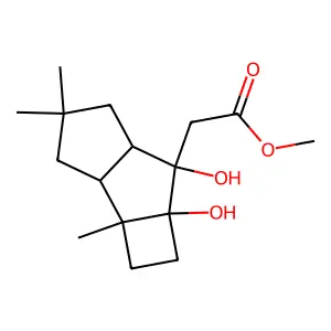 Cyclobuta(a)pentalene-6-acetic acid,     decahydro-6,6a-dihydroxy-2a,4,4-trimethyl-, methyl ester, (2aR-(2aalpha,2bbeta,5abeta,6alpha,6aalpha))- structure