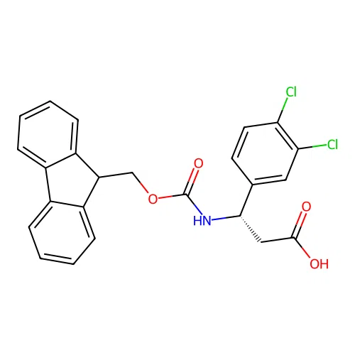 (S)-3-((((9H-Fluoren-9-yl)methoxy)carbonyl)amino)-3-(3,4-dichlorophenyl)propanoic acid structure