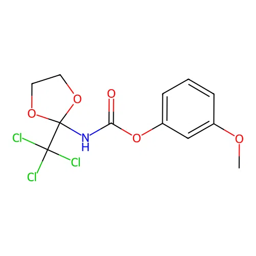 (3-methoxyphenyl) N-[2-(trichloromethyl)-1,3-dioxolan-2-yl]carbamate structure