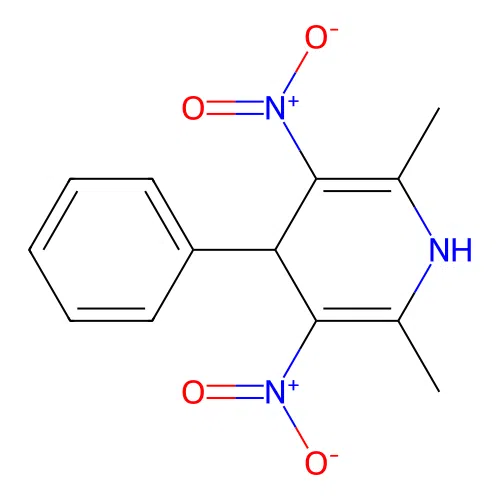 2,6-Dimethyl-3,5-dinitro-4-phenyl-1,4-dihydropyridine structure
