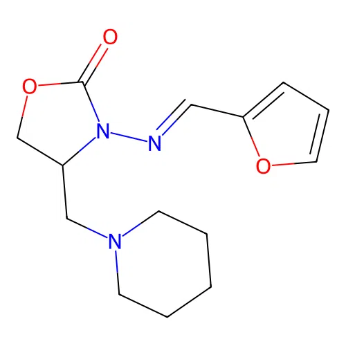 2-Oxazolidone, 3-(furfurylideneamino)-4-(piperidinomethyl)- structure