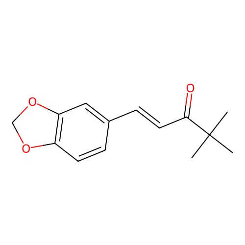 (E)-1-(1,3-benzodioxol-5-yl)-4,4-dimethylpent-1-en-3-one structure
