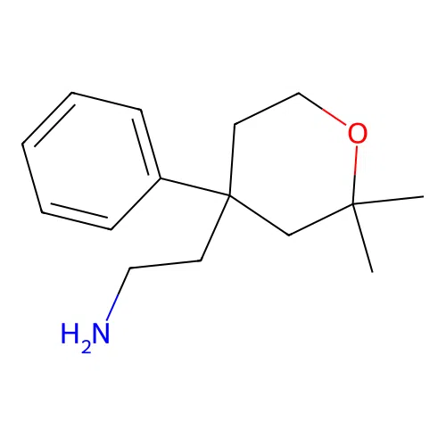 2-(2,2-dimethyl-4-phenyltetrahydro-2H-pyran-4-yl)ethanamine structure