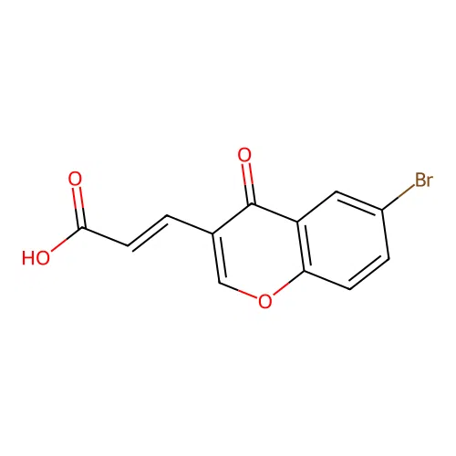 (2E)-3-(6-bromo-4-oxo-4H-chromen-3-yl)prop-2-enoic acid structure