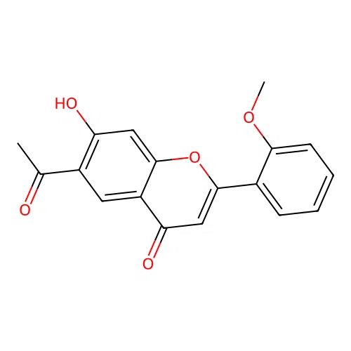 4H-1-Benzopyran-4-one, 6-acetyl-7-hydroxy-2-(2-methoxyphenyl)- structure