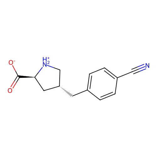 (2S,4R)-4-[(4-cyanophenyl)methyl]pyrrolidin-1-ium-2-carboxylate structure