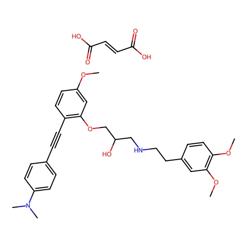 1-((2-(3,4-Dimethoxyphenyl)ethyl)amino)-3-(2-((4-(dimethylamino)-phenyl)ethynyl)-5-methoxyphenoxy)-2-propanol fumarate structure