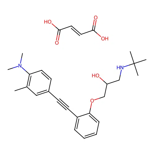 1-(2-((4-(Dimethylamino)-m-tolyl)ethynyl)phenoxy)-3-(t-butylamino)-2-propanol fumarate structure