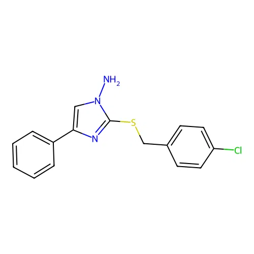 2-[(4-chlorobenzyl)sulfanyl]-4-phenyl-1H-imidazol-1-amine structure