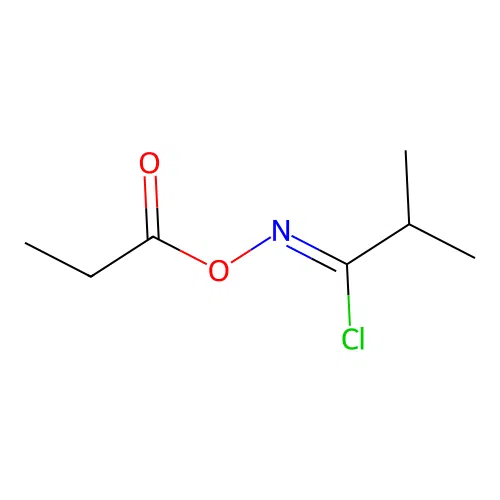 Propanimidoyl chloride, 2-methyl-N-(1-oxopropoxy)- structure