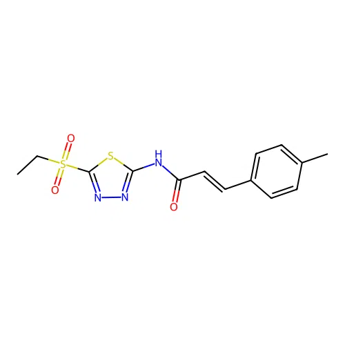 (2E)-N-[5-(ethylsulfonyl)-1,3,4-thiadiazol-2-yl]-3-(4-methylphenyl)prop-2-enamide structure