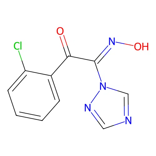 (2Z)-1-(2-chlorophenyl)-2-(hydroxyimino)-2-(1H-1,2,4-triazol-1-yl)ethanone structure
