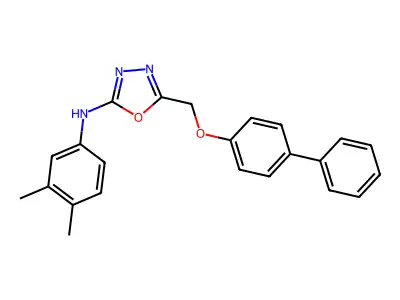1,3,4-Oxadiazol-2-amine, 5-(((1,1'-biphenyl)-4-yloxy)methyl)-N-(3,4-dimethylphenyl)- structure
